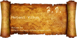 Hetesi Vitus névjegykártya
